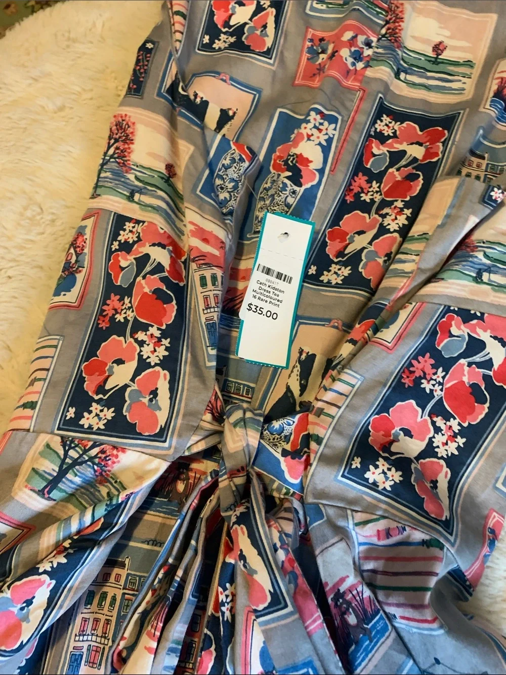 Cath Kidston Floral Patchwork Midi Badgers Tea Dress Rare Print Unique Zip-Up - Picture 6 of 9